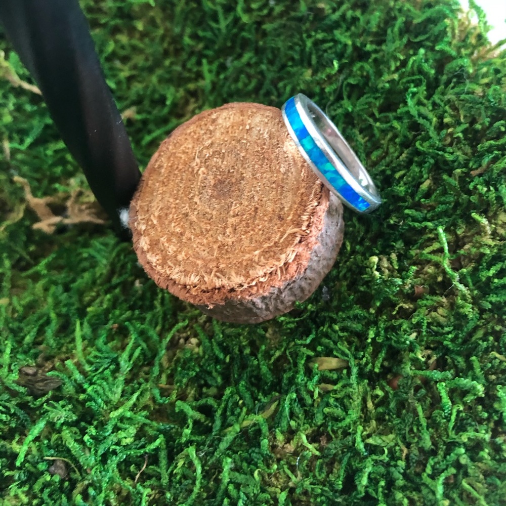 Stamped Sterling Silver Opal Ring